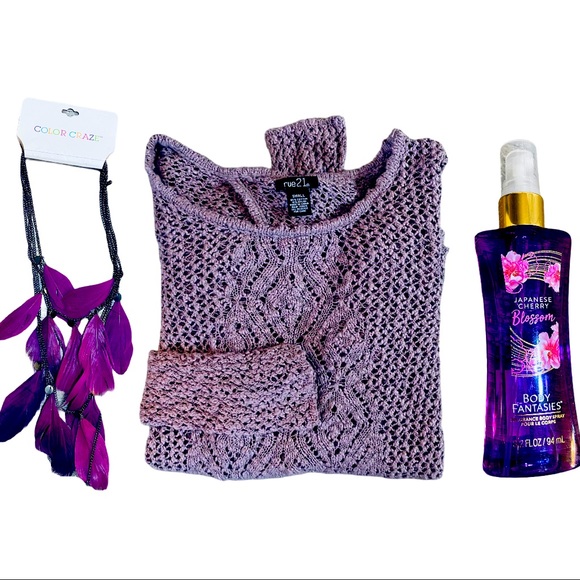 Rue 21 Sweater, Matching Necklace & Spray - Picture 2 of 14